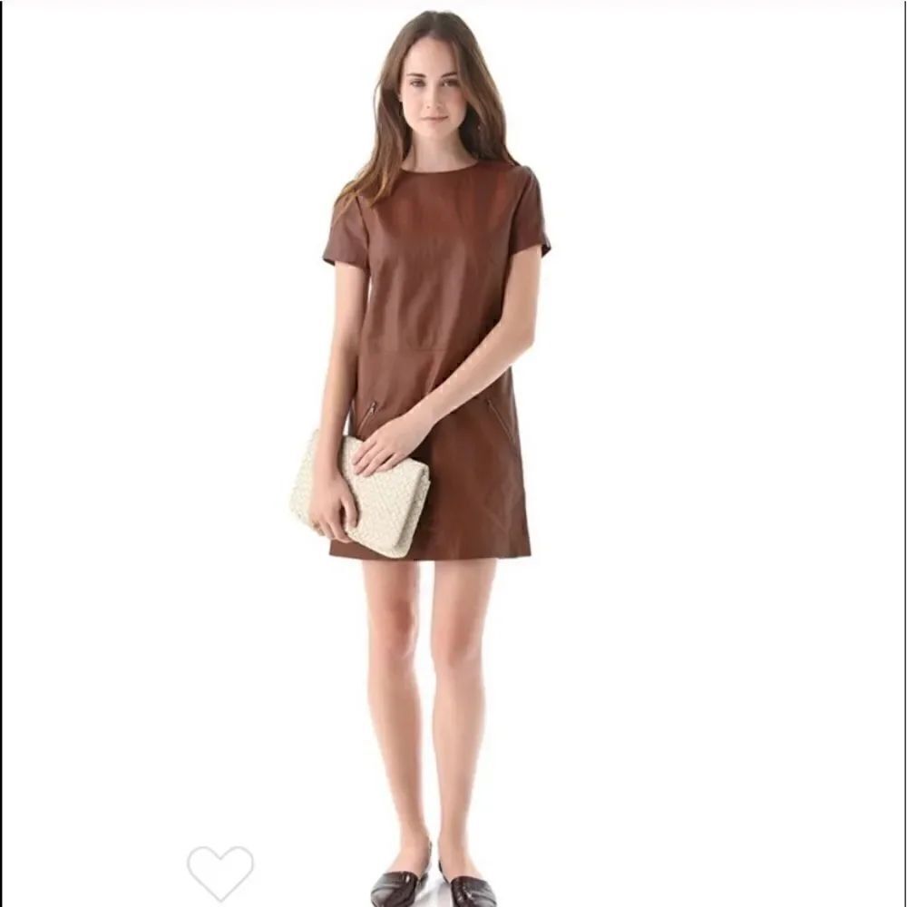 Jenni Kayne Lamb Skin Leather Zip Shift Dress XS
